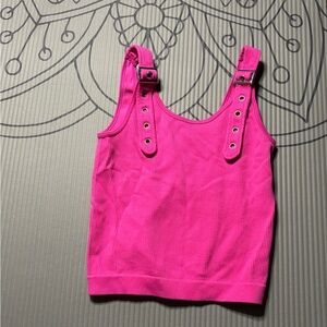 Pink Tank Top with Buckle Straps